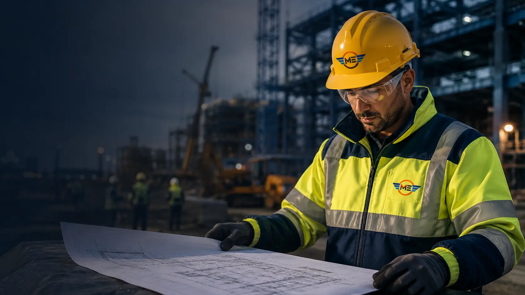 Construction workforce following site safety procedures